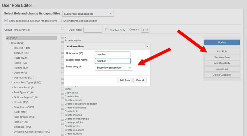 Create Member User Role