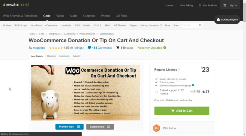 WooCommerce Donation plugin interface