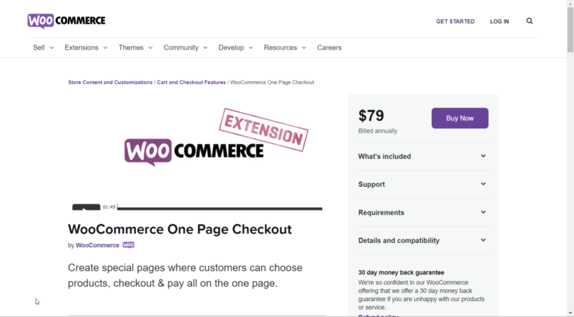 One Page Checkout interface