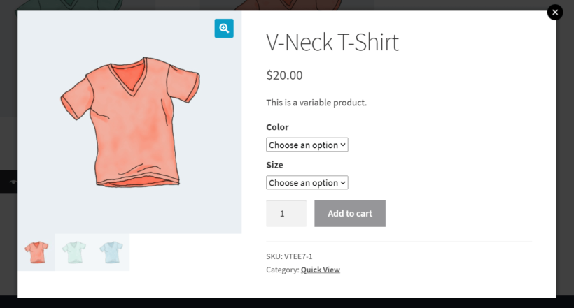 WooCommerce quick view pro in action