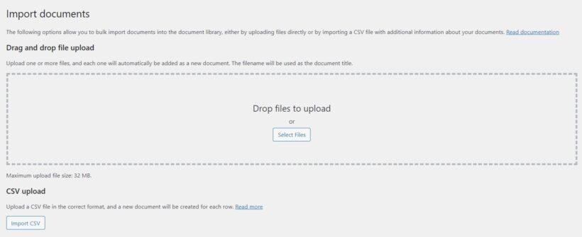 import documents wordpress