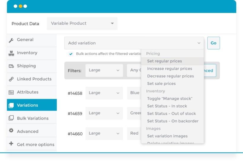 WooCommerce Bulk variations manager plugin