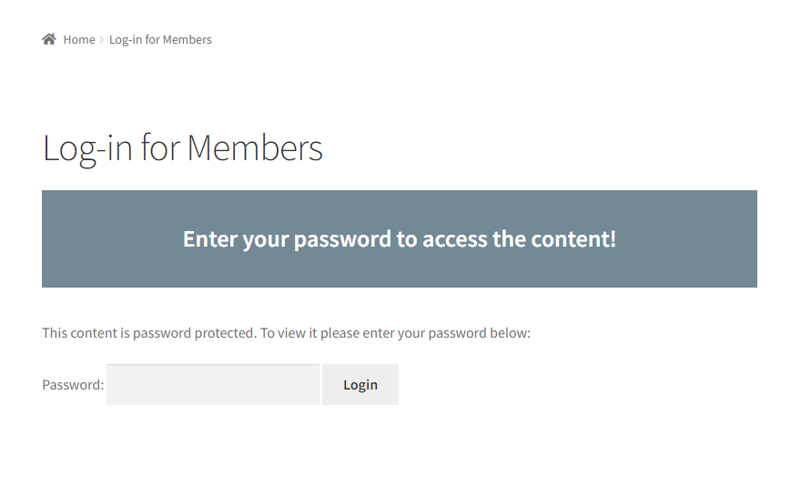 Password form preview front-end
