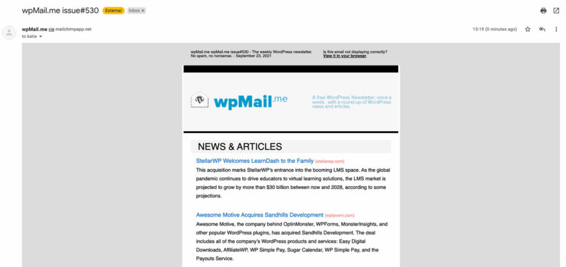 wpMail Aquisitions news