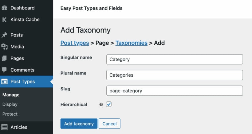 WordPress page categories plugin