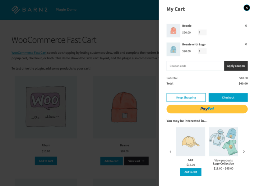 woocommerce upsell and cross-sell plugin 4 related products in cart