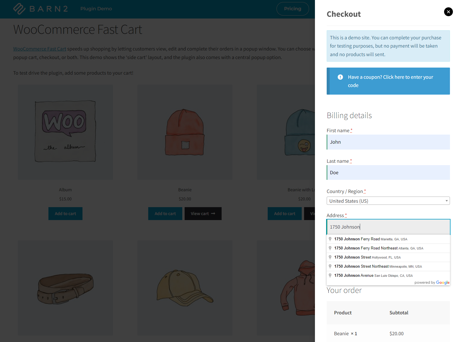 Google Autocomplete feature