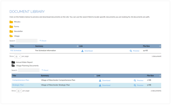 Village of Manchester Document Library