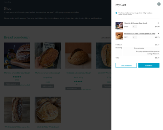 Winfrith Bakery fast cart