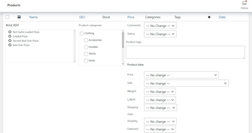 bulk edit woocommerce products