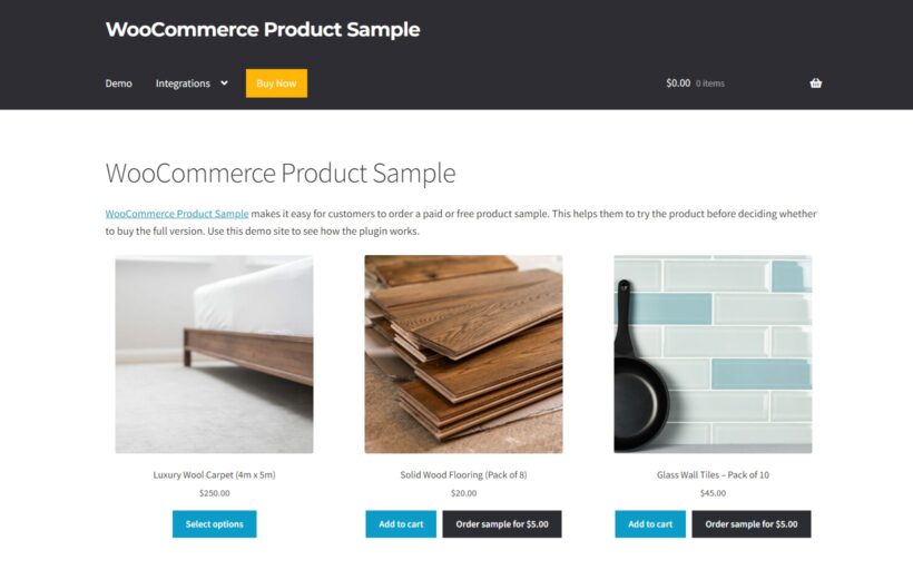 woocommerce sample products