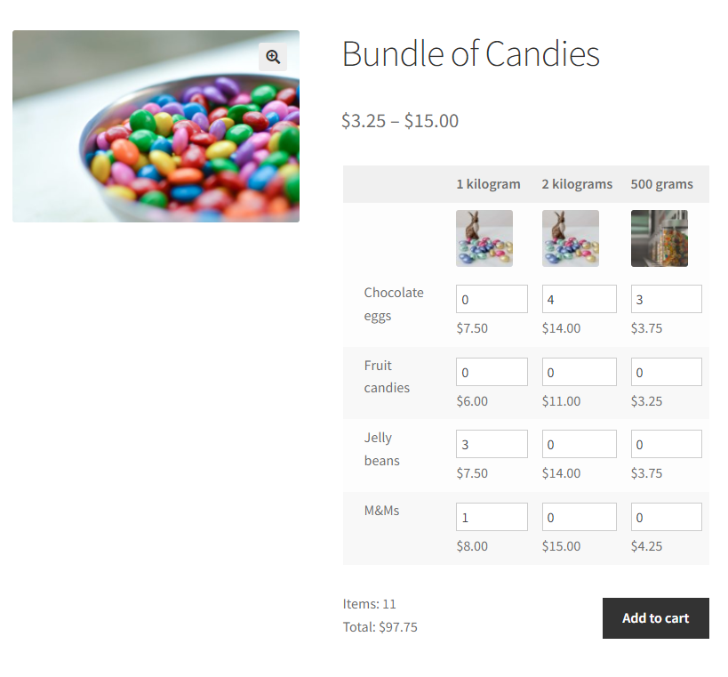 WooCommerce easy variations management display
