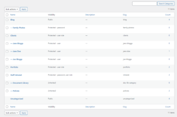 manage WordPress categories
