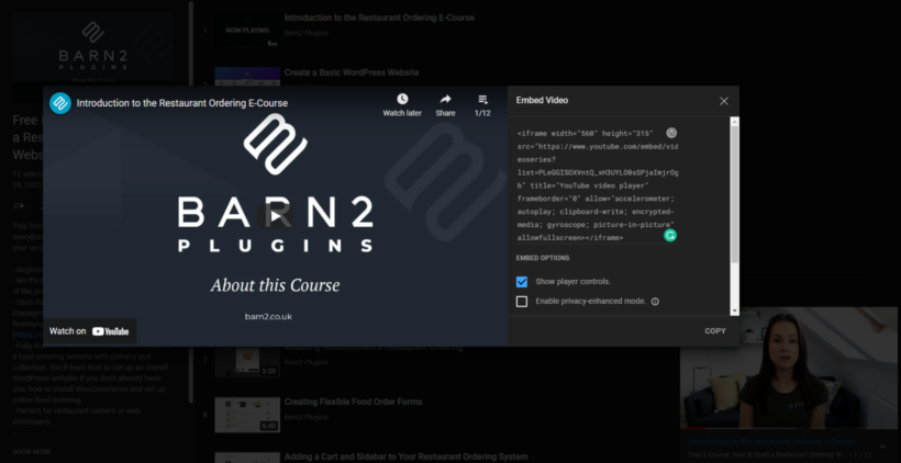 video playlist embed