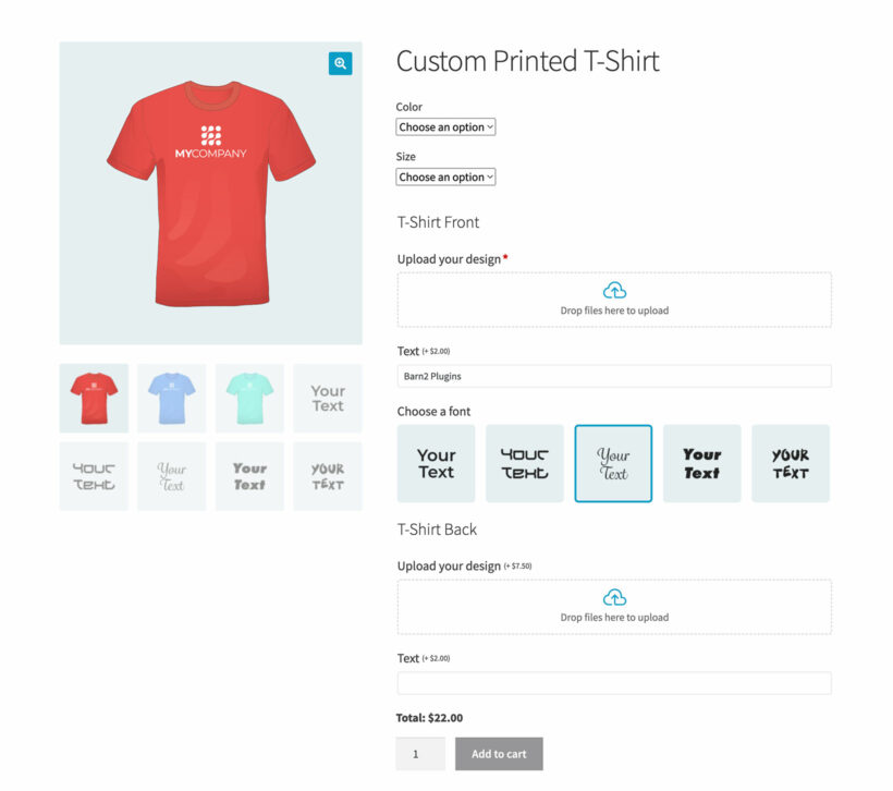 WooCommerce custom product designer t-shirt plugin