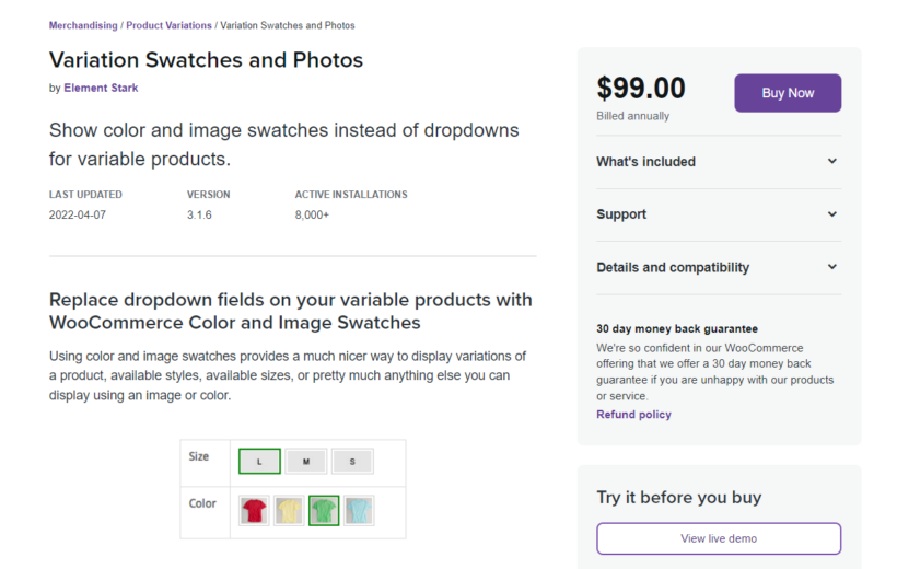 Variation Swatches and Photos