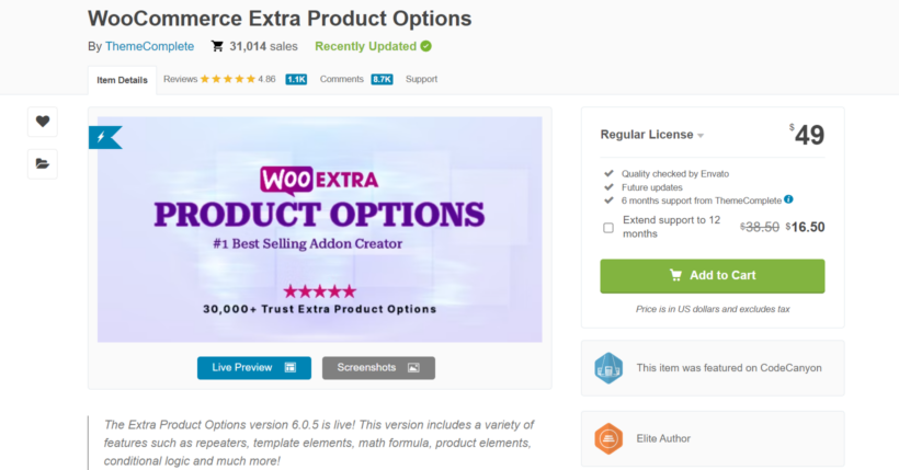 extra product options by theme high