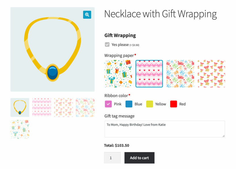 WooCommerce extra add-on fields with images, swatches and text field