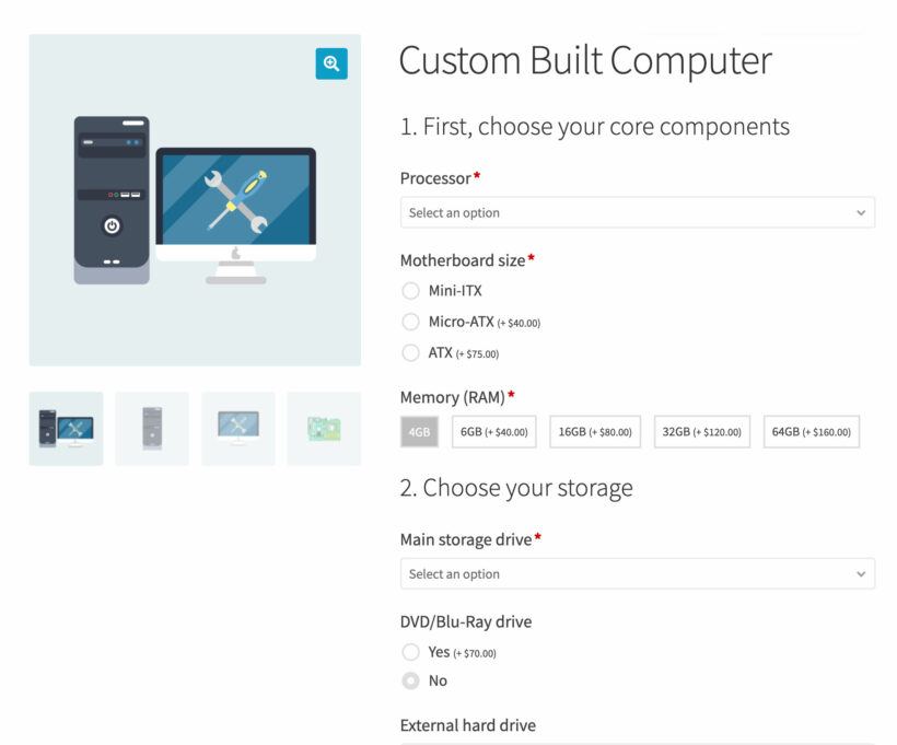 WooCommerce custom product configurator plugin