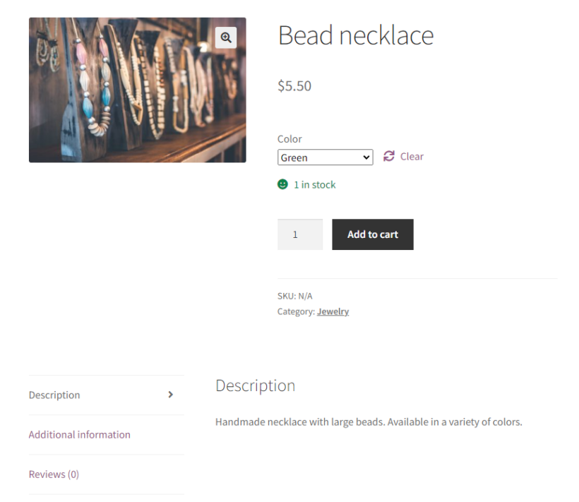 Default stock information