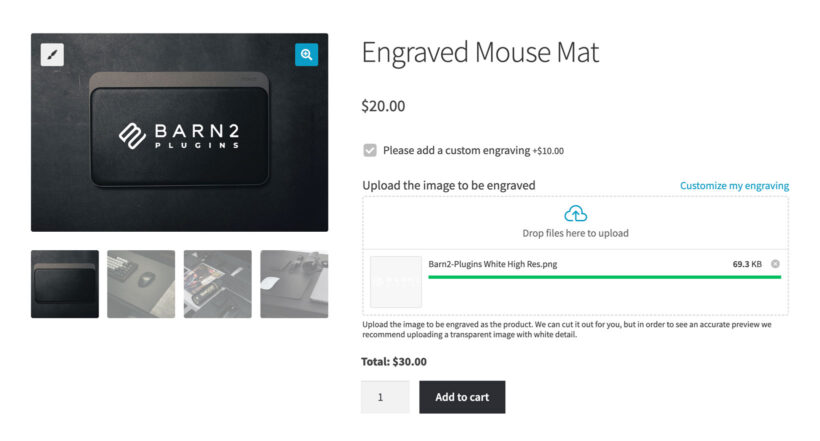 WooCommerce engraved mouse mat product