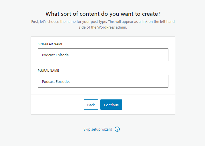Podcast episode post type