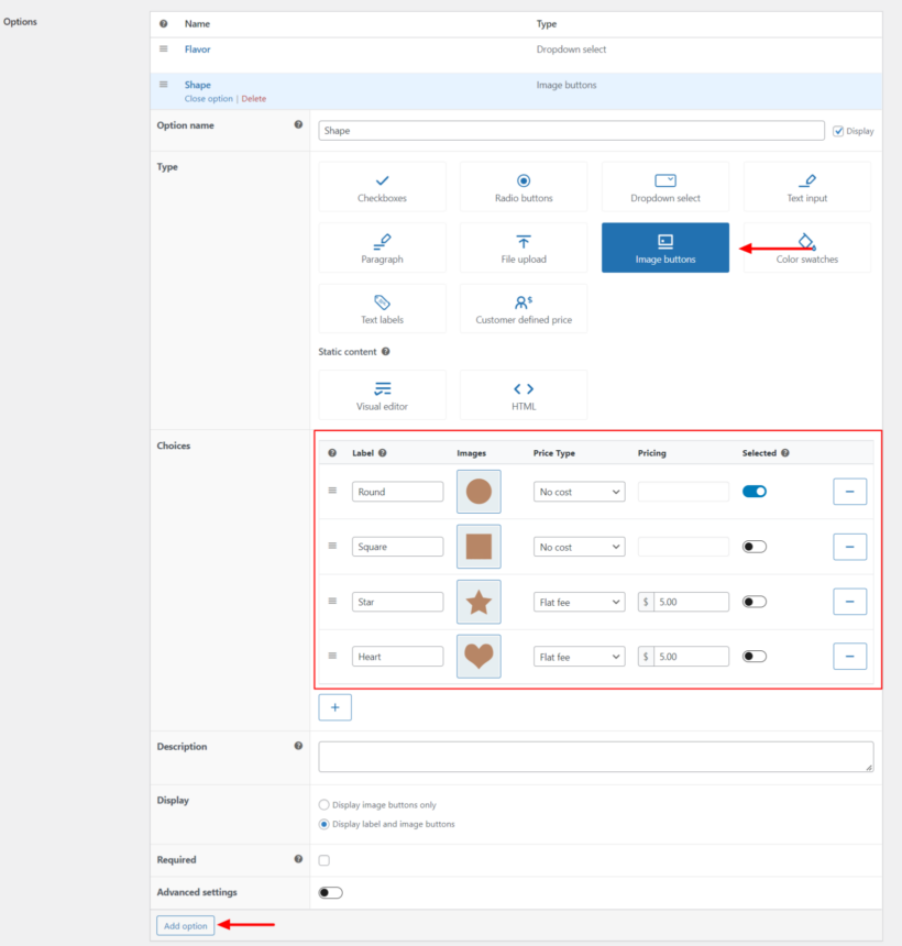 set up image buttons