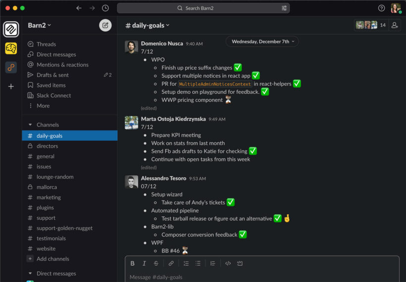 Slack managing remote team