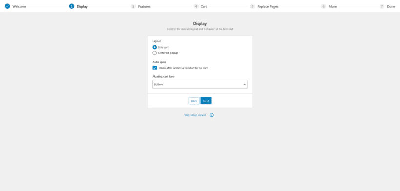 Woocommerce fast cart wizard page 2