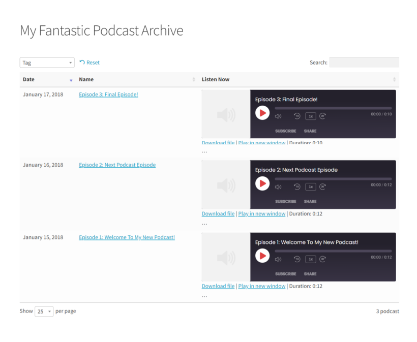 wave player audio player wordpress shortcode