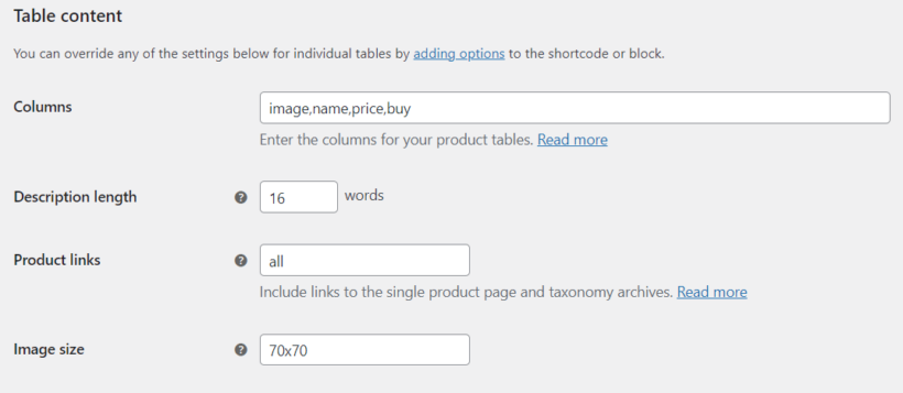 woocommerce add text field product table buy column