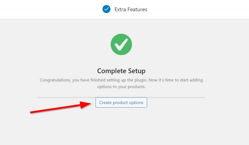 woocommerce product option setup wizard last page