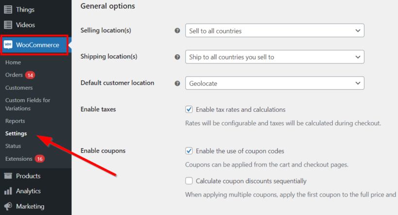 woocommerce product table settings
