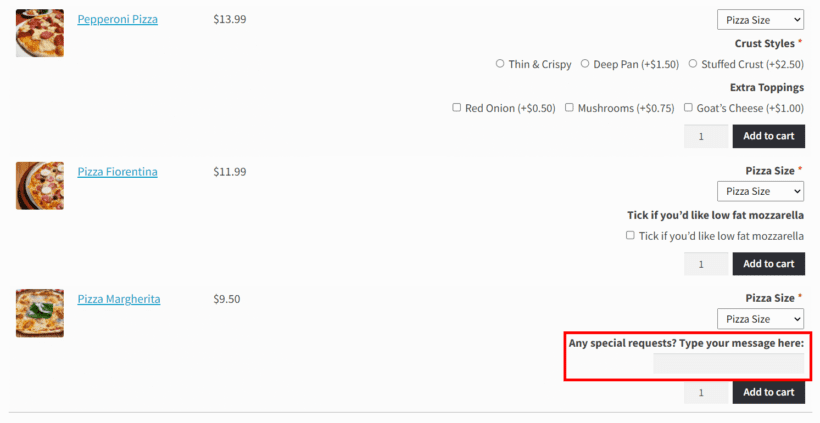 woocommerce restaurant ordering product table integration