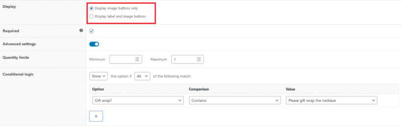 Display only image buttons 
