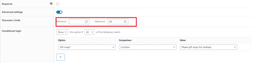 character limit option