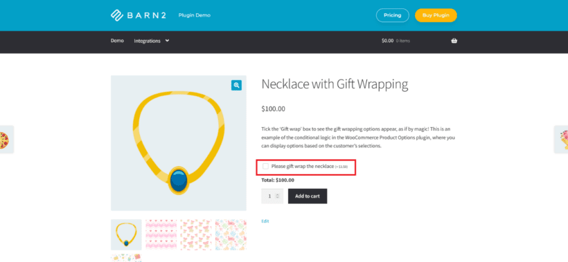 WooCommerce gift wrap