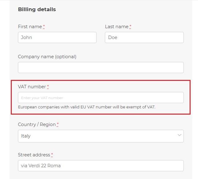 WooCommerce EU VAT number field on checkout
