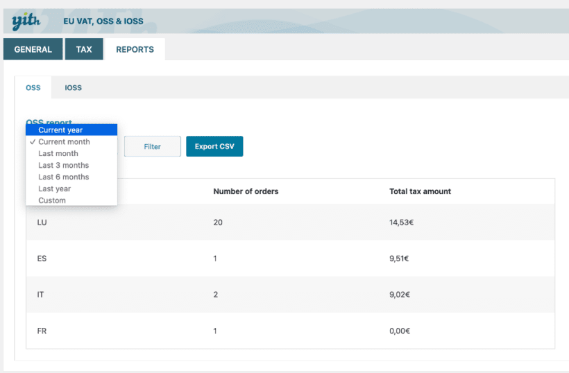 WooCommerce VAT report plugin