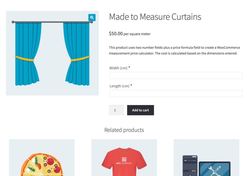WooCommerce measurement calculator plugin formula