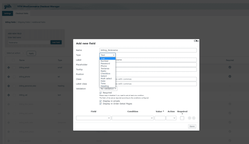 Add new custom field WooCommerce checkout