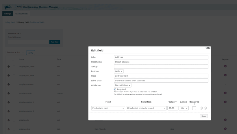 Enable/disable fields