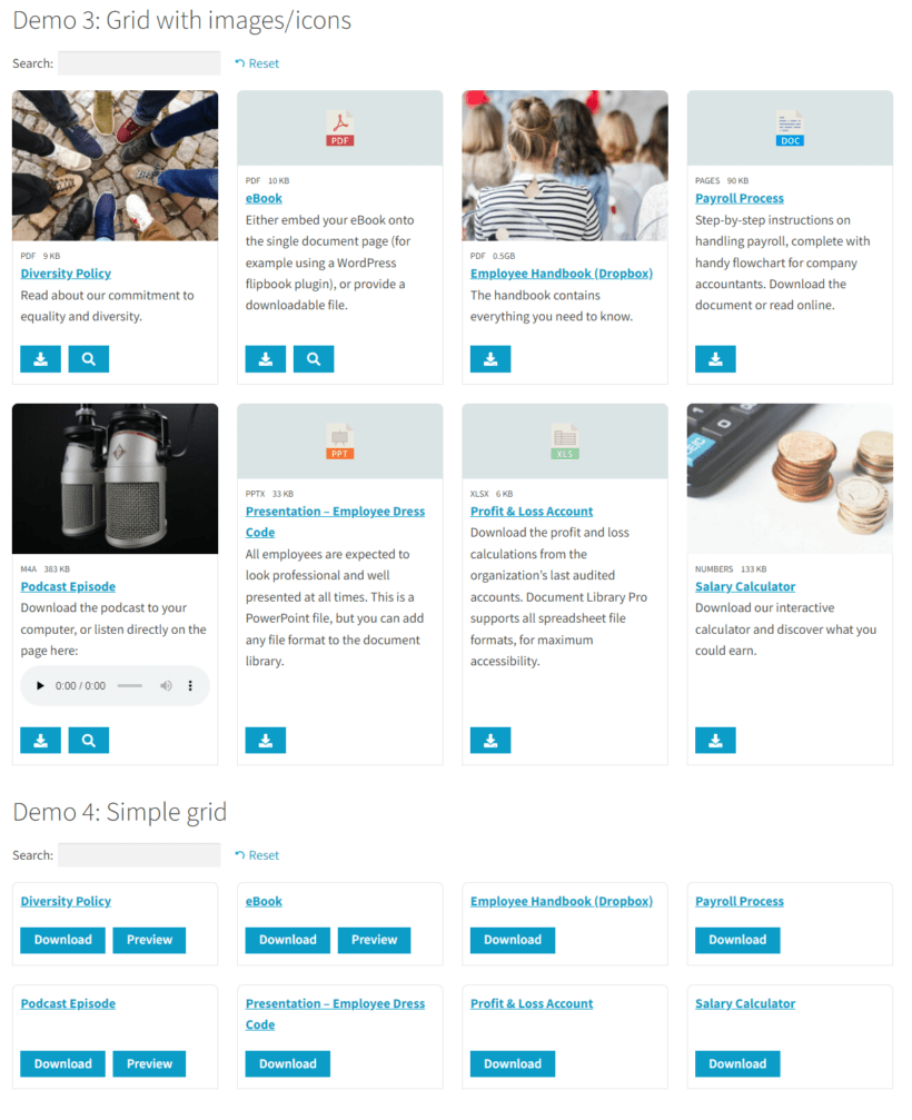 Media Library organized in a grid layout