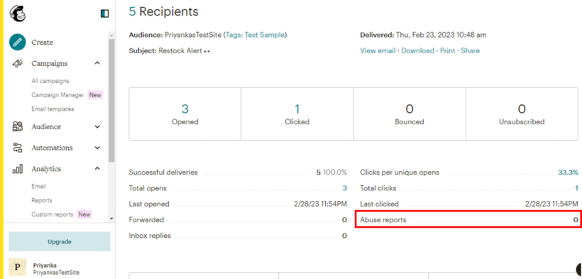 MailChimp spam complaint rate