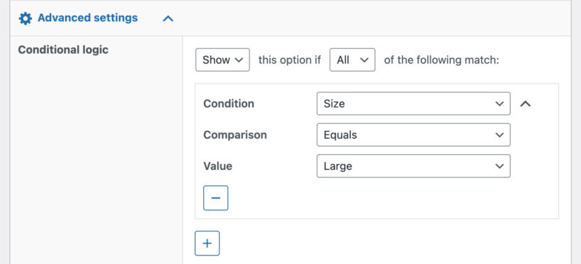 WooCommerce conditional variations logic