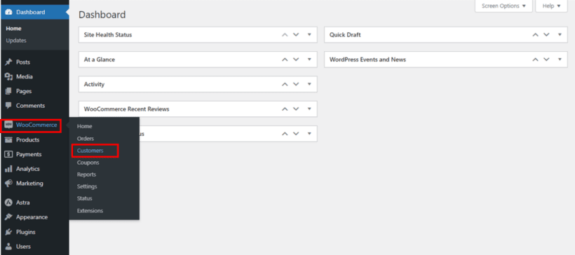 WooCommerce customer tab