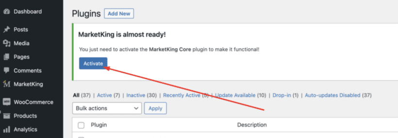 Activate Marketking Plugin