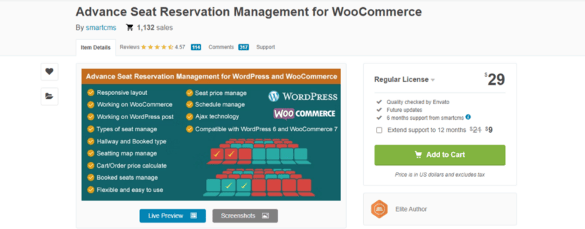 Best reservation plugin - Advance Seat Reservation Management for WooCommerce