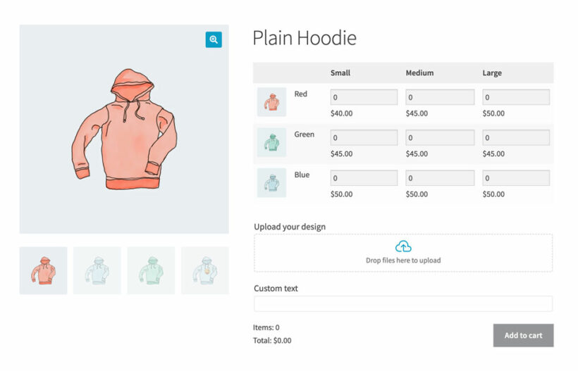 WooCommerce Bulk Variations product options