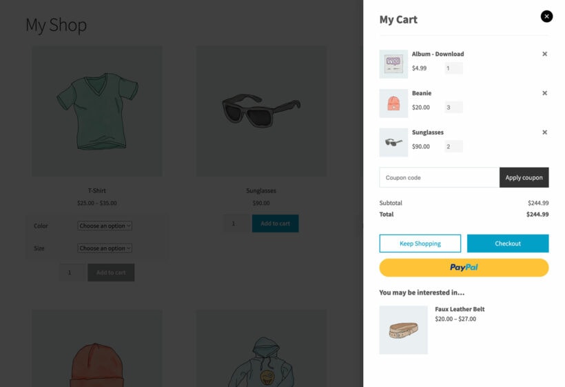 WooCommerce Express Shop Page fast cart